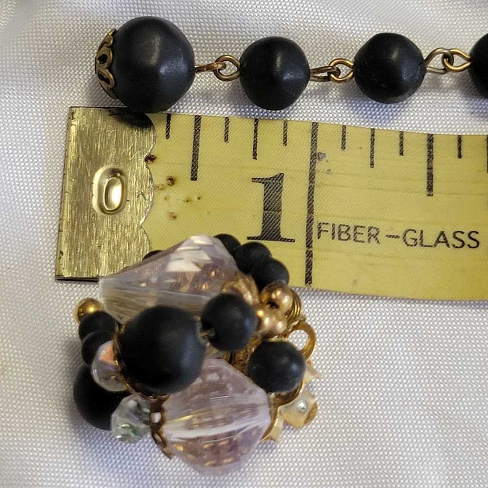 Vintage Judy Lee Signed Black & Crystal Beaded Ne… - image 6