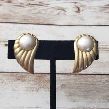 Vintage Clip On Earrings Beautiful Statement Gold… - image 1