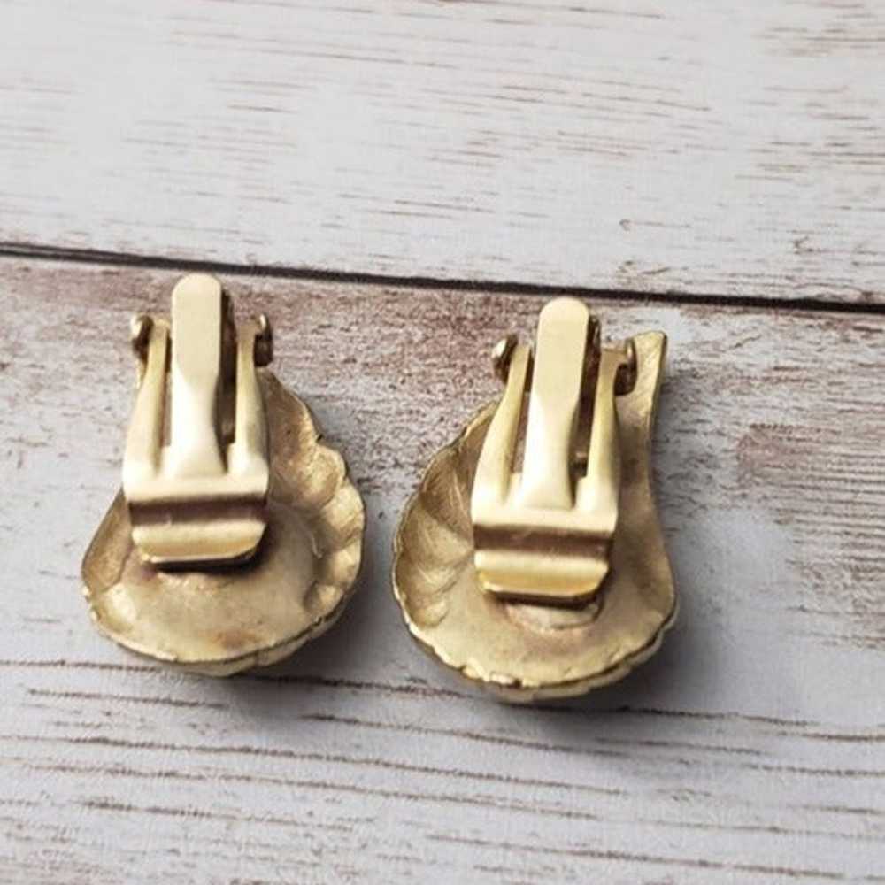 Vintage Clip On Earrings Beautiful Statement Gold… - image 3