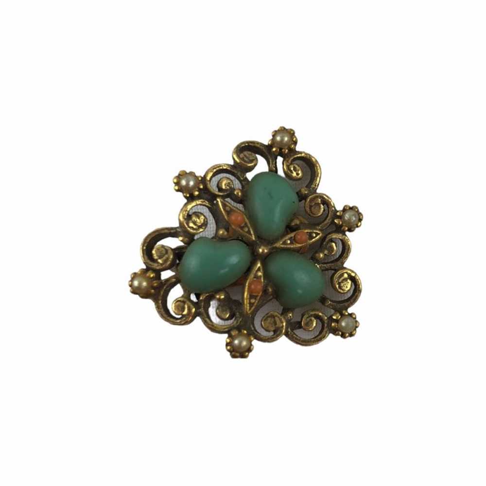 Vintage Costume Jewelry Green Earrings - image 2