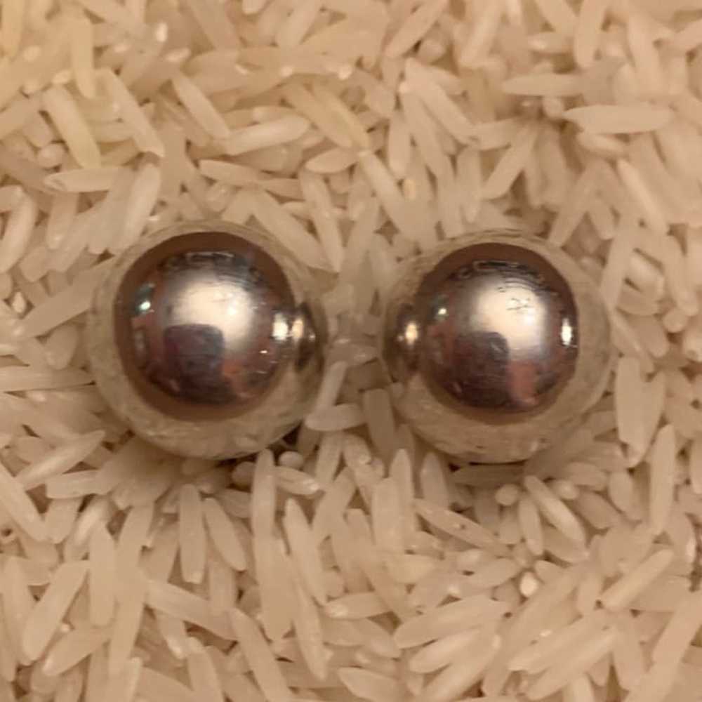 Vintage Sterling Silver Ball Clip Earrings by Bar… - image 1