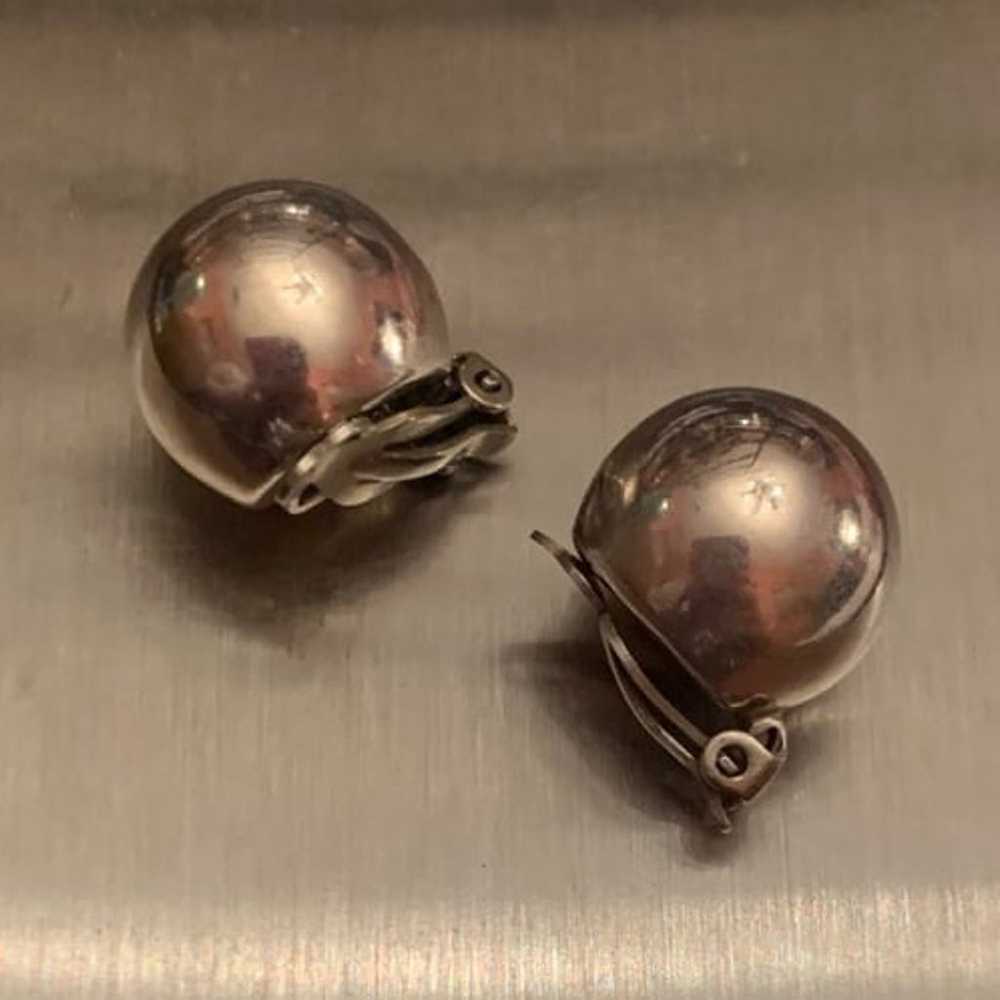 Vintage Sterling Silver Ball Clip Earrings by Bar… - image 3