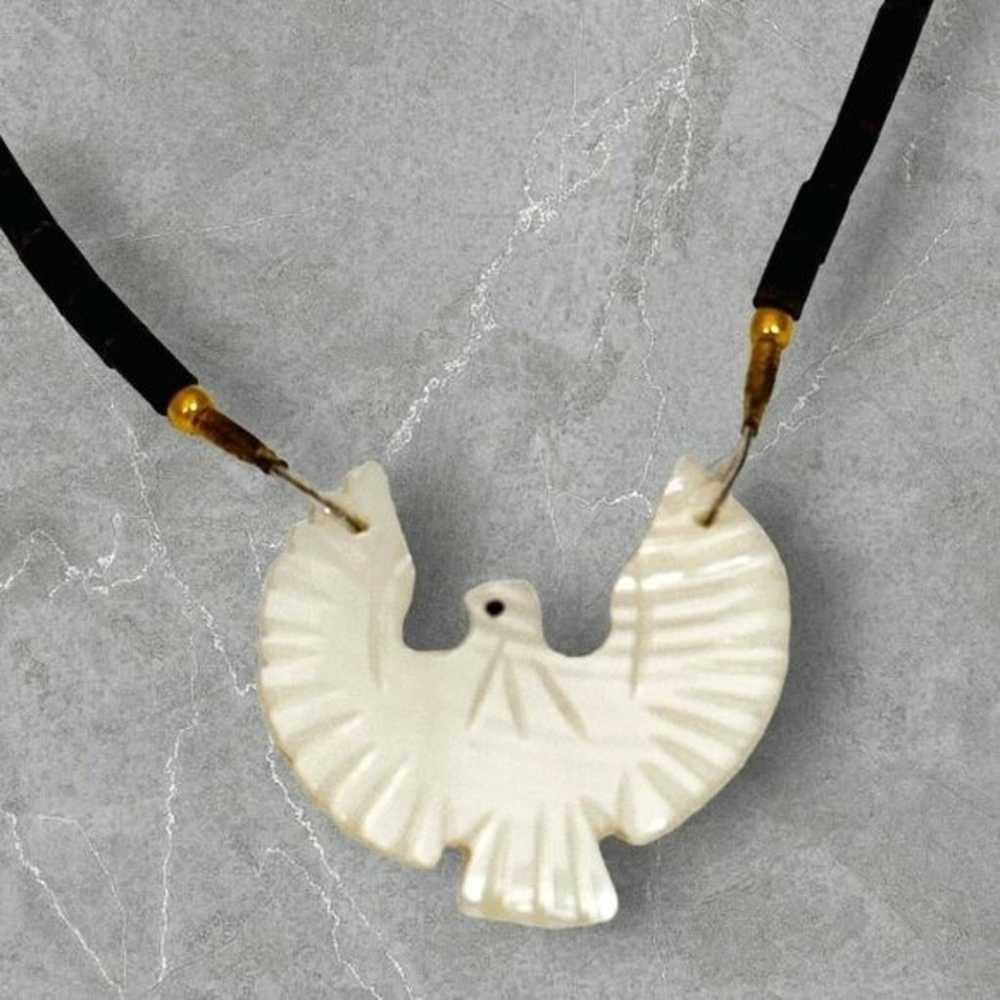 Vintage Mother of Pearl Eagle Pendant Necklace Wi… - image 4