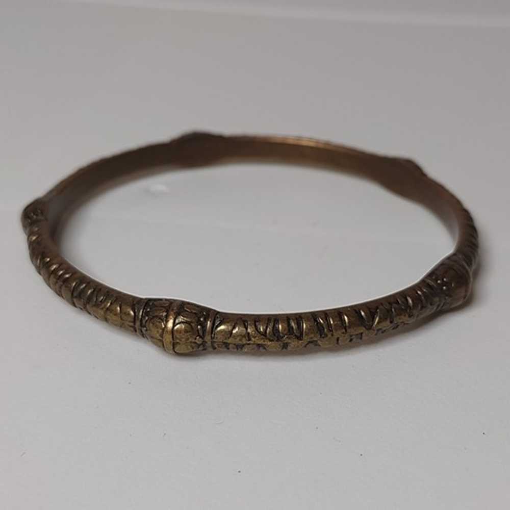 Vintage Heavy Metal Dark Gold Tone Bangle - image 1