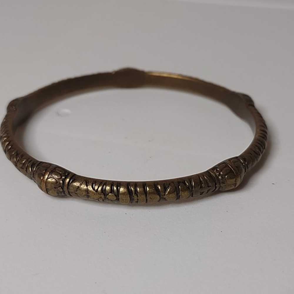 Vintage Heavy Metal Dark Gold Tone Bangle - image 2