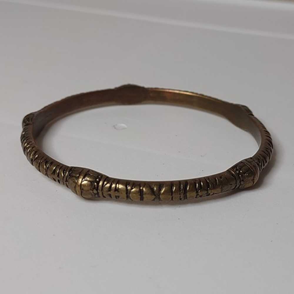 Vintage Heavy Metal Dark Gold Tone Bangle - image 4