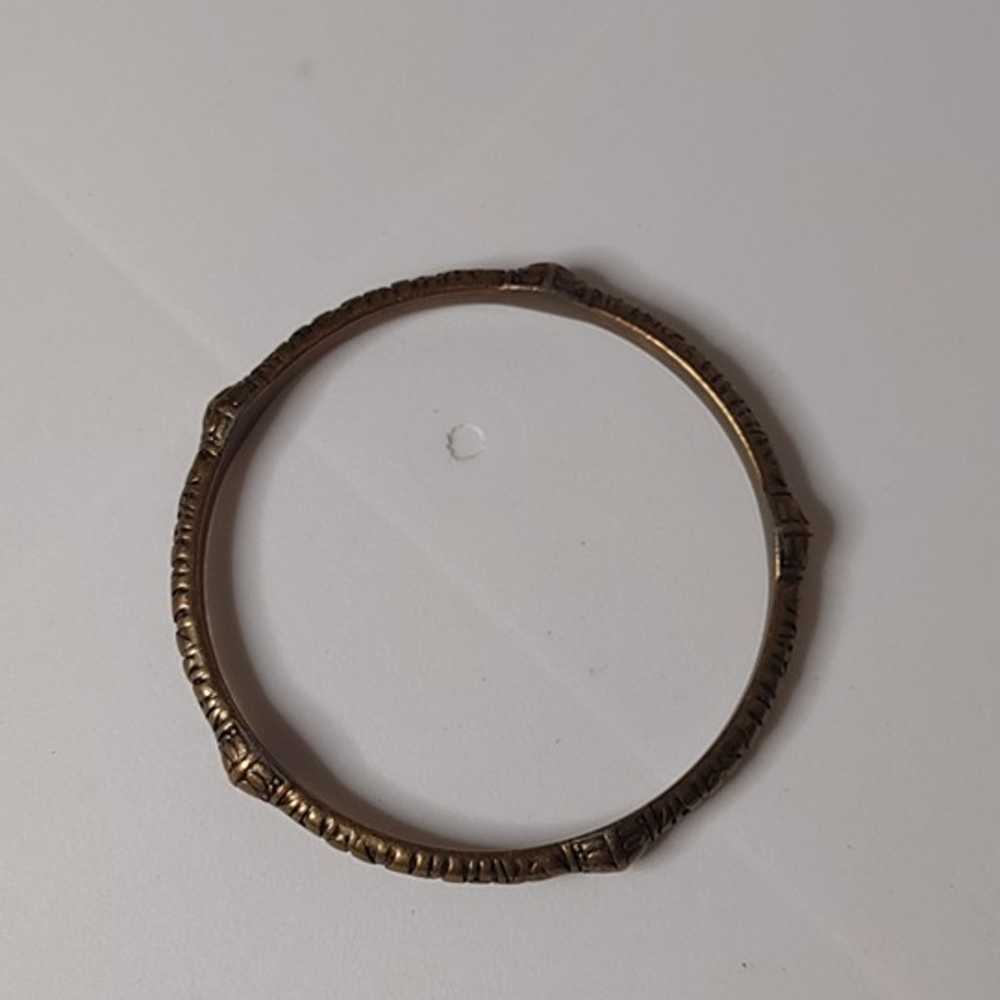 Vintage Heavy Metal Dark Gold Tone Bangle - image 5