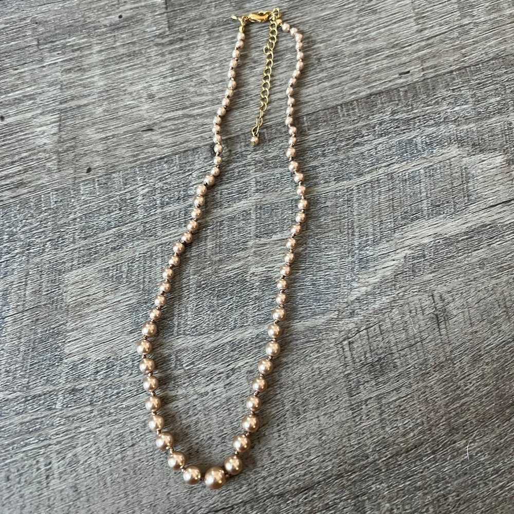 Vintage RMN Copper Faux Pearl Knotted Necklace - image 1