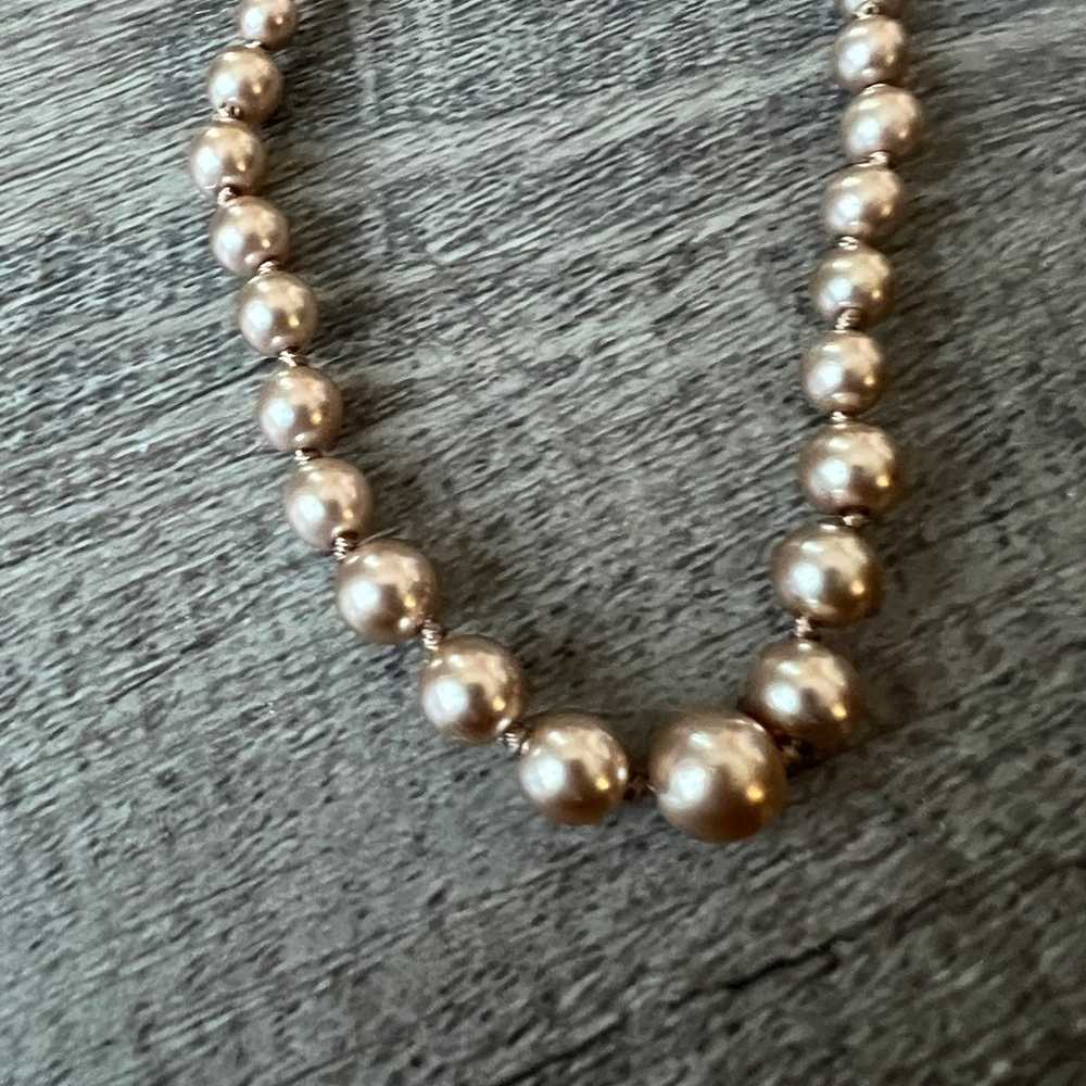 Vintage RMN Copper Faux Pearl Knotted Necklace - image 2