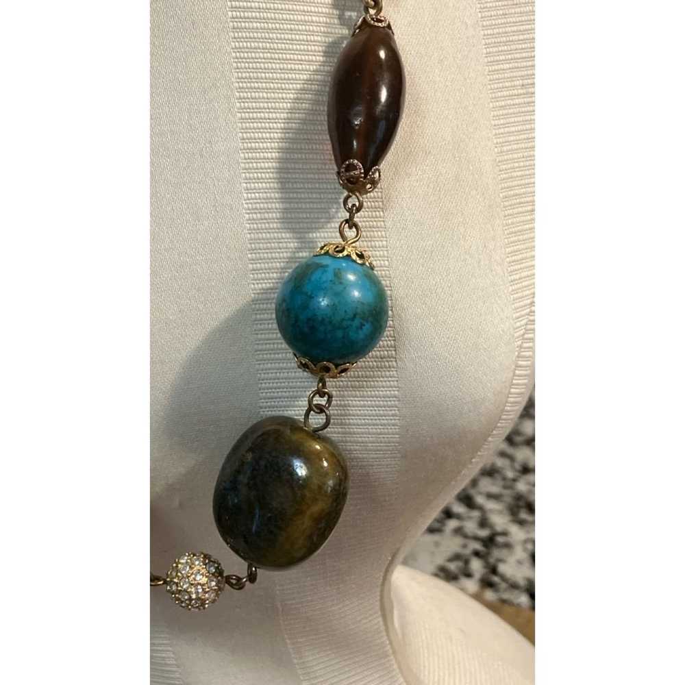 Chunky Faux Turquoise and Brown Chrysocolla & Aga… - image 3