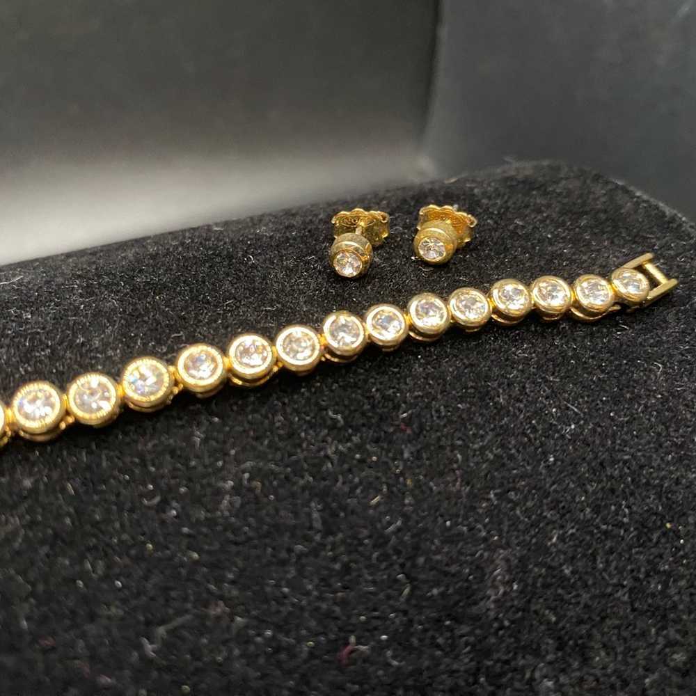 Vintage Avon Bezel Tennis Bracelet And Solitare E… - image 1