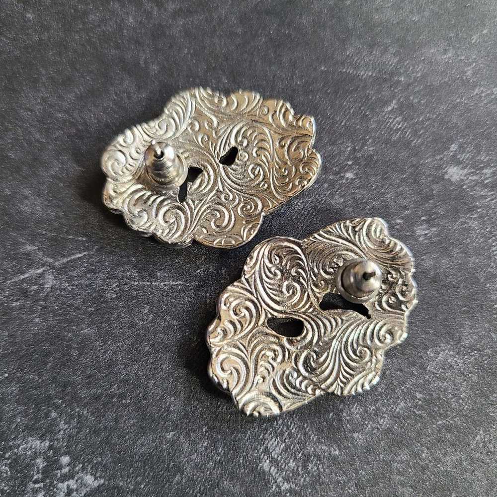 Vintage marcasite silver swirl earrings - image 2