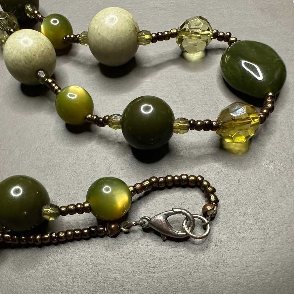 Various Shades Green Beads Different Shapes Brass… - image 2