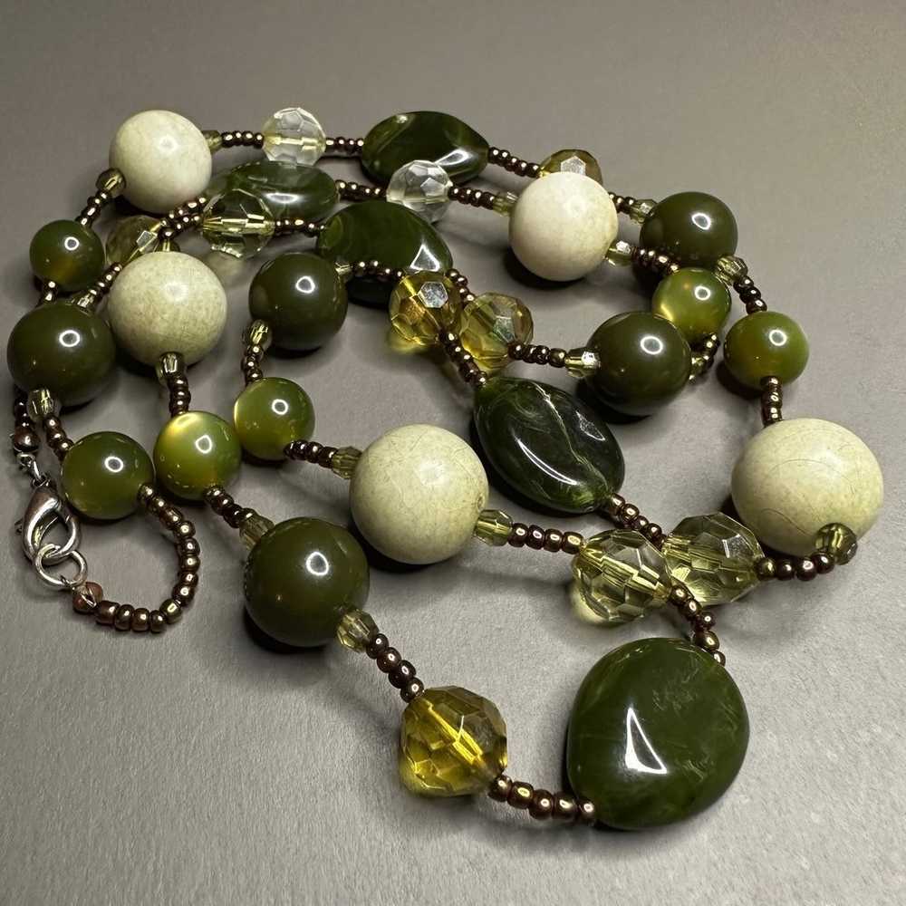 Various Shades Green Beads Different Shapes Brass… - image 3