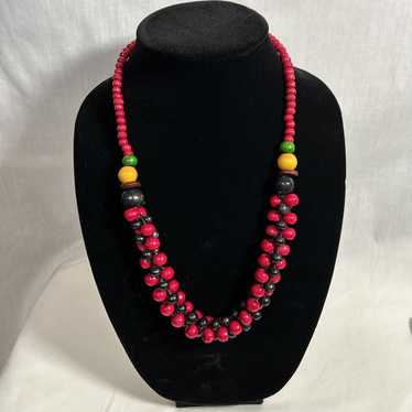 Vintage Red & Black W/ Yellow & Green Graduated W… - image 1