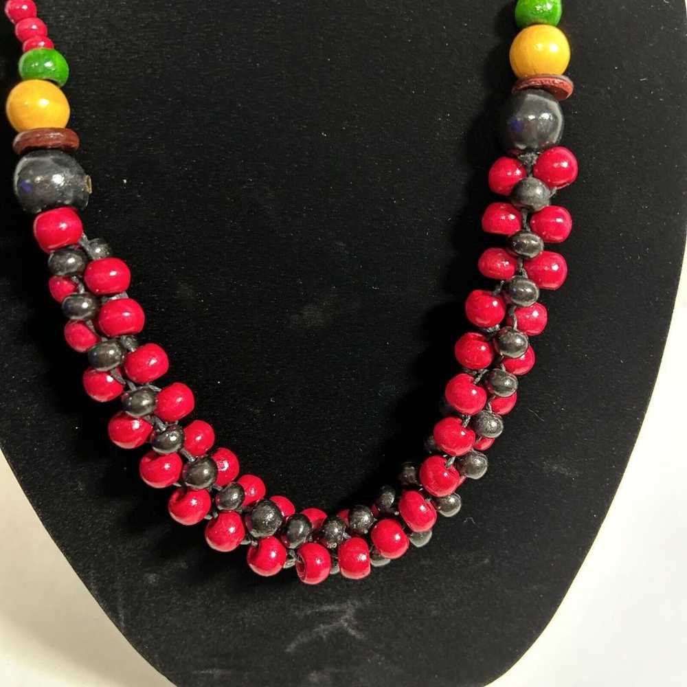 Vintage Red & Black W/ Yellow & Green Graduated W… - image 4