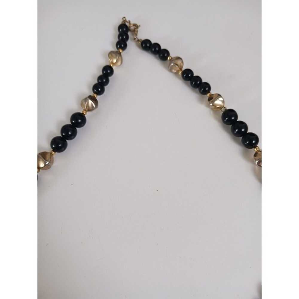 Vintage Black And Gold Beaded Choker Necklace 3 S… - image 10