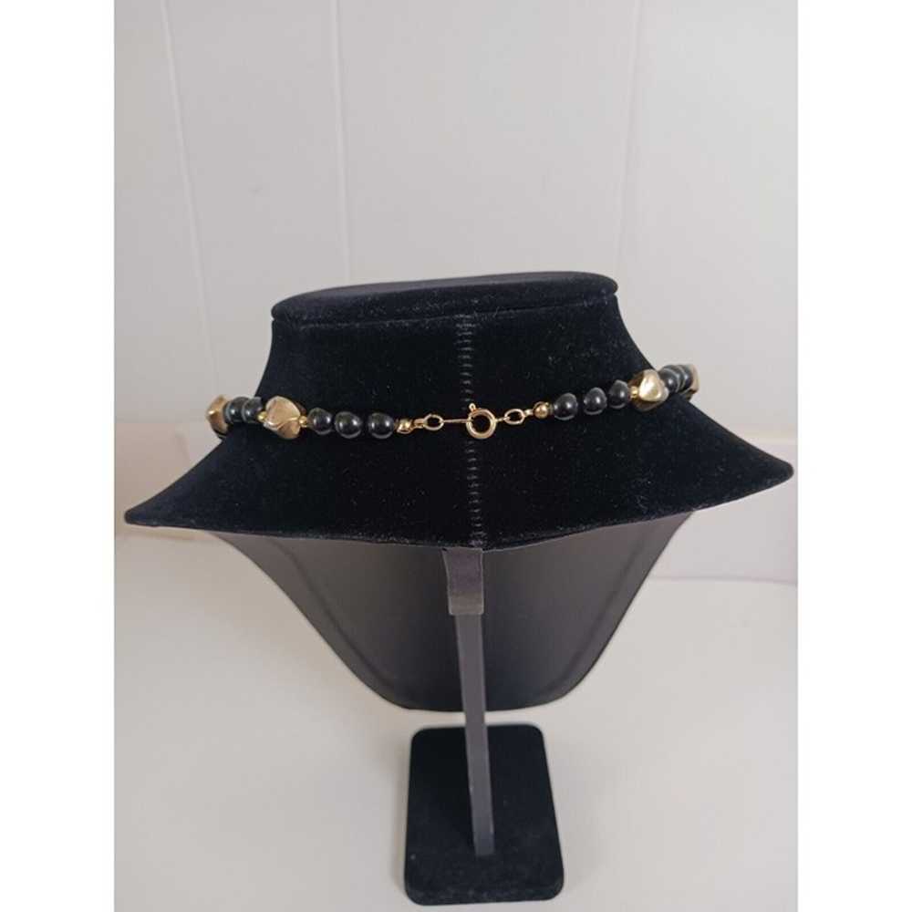 Vintage Black And Gold Beaded Choker Necklace 3 S… - image 3