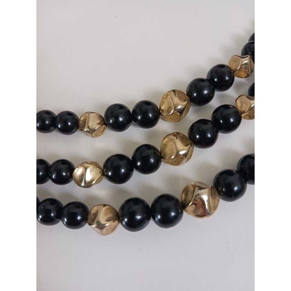 Vintage Black And Gold Beaded Choker Necklace 3 S… - image 8