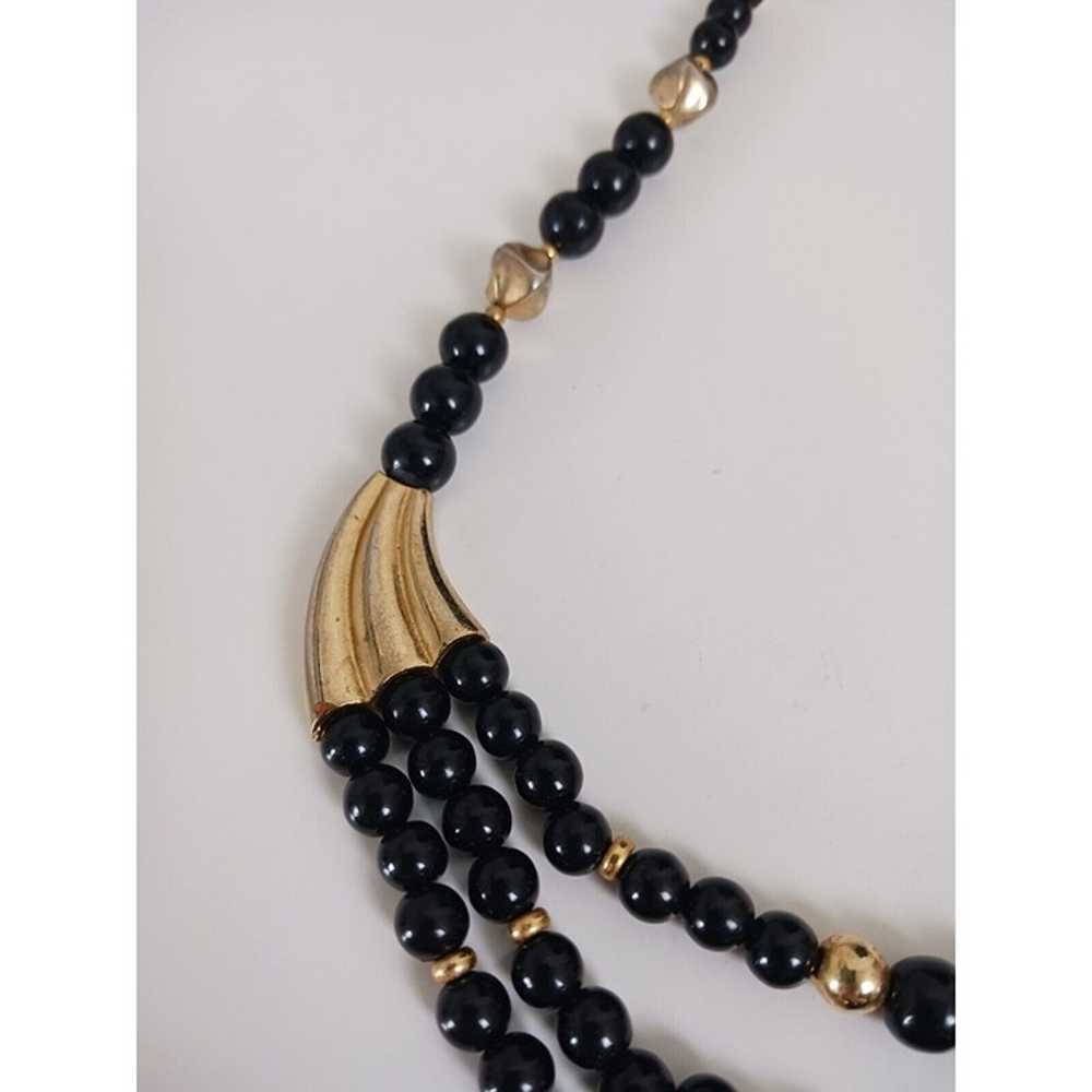 Vintage Black And Gold Beaded Choker Necklace 3 S… - image 9