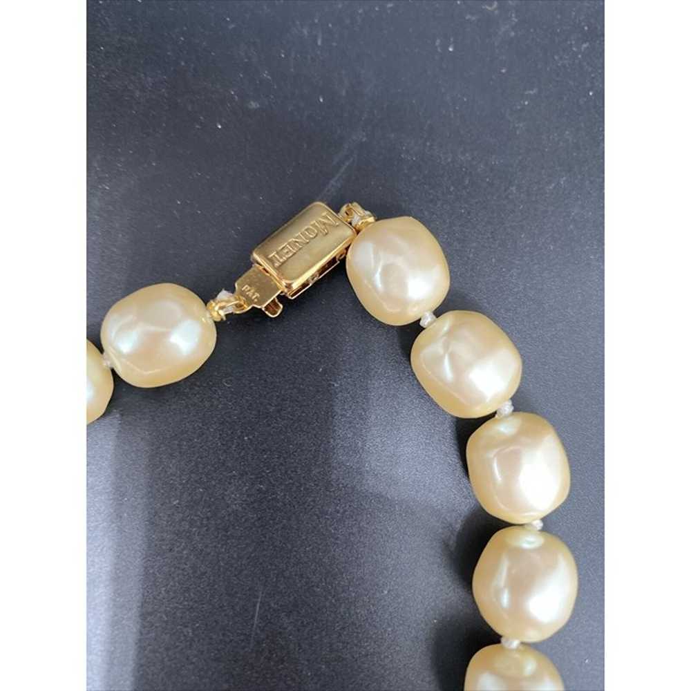 Vintage Monet Pearl Necklace With Goldtone Closur… - image 2