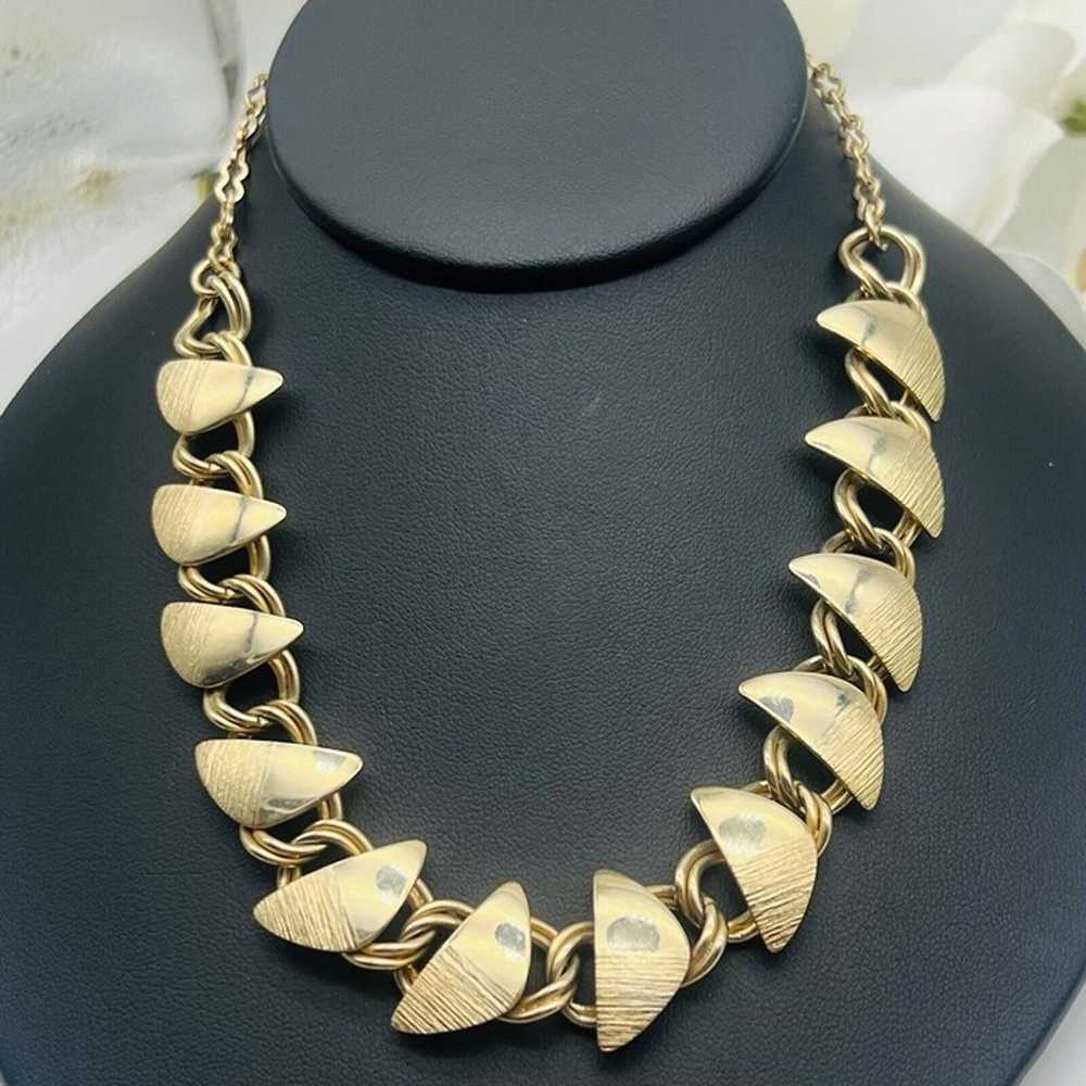 Vintage Gold tone Textured & Smooth Choker Neckla… - image 1