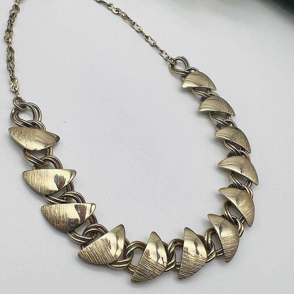 Vintage Gold tone Textured & Smooth Choker Neckla… - image 2