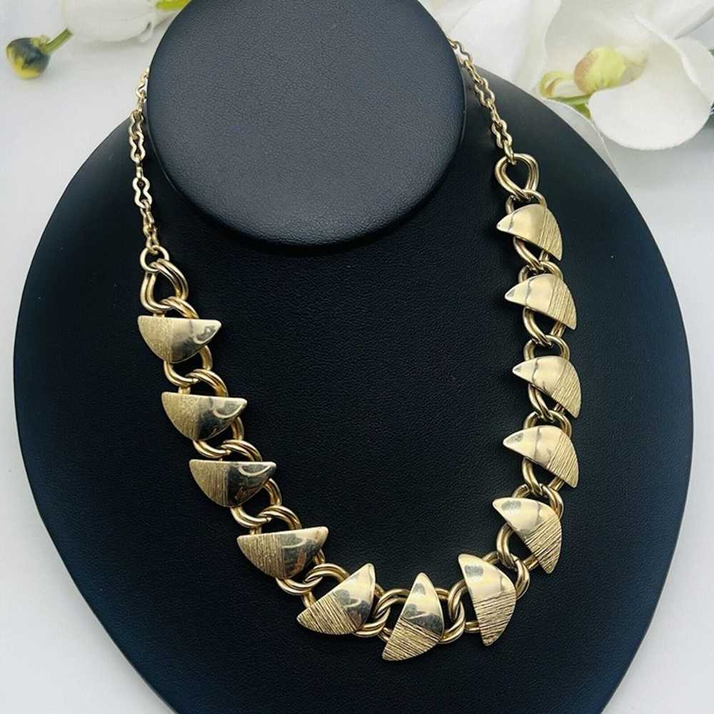 Vintage Gold tone Textured & Smooth Choker Neckla… - image 4