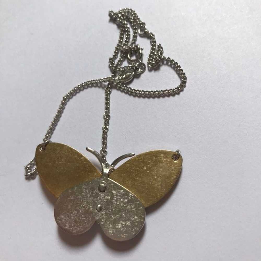 Vintage Avon gold silver two tone BUTTERFLY NECKL… - image 6