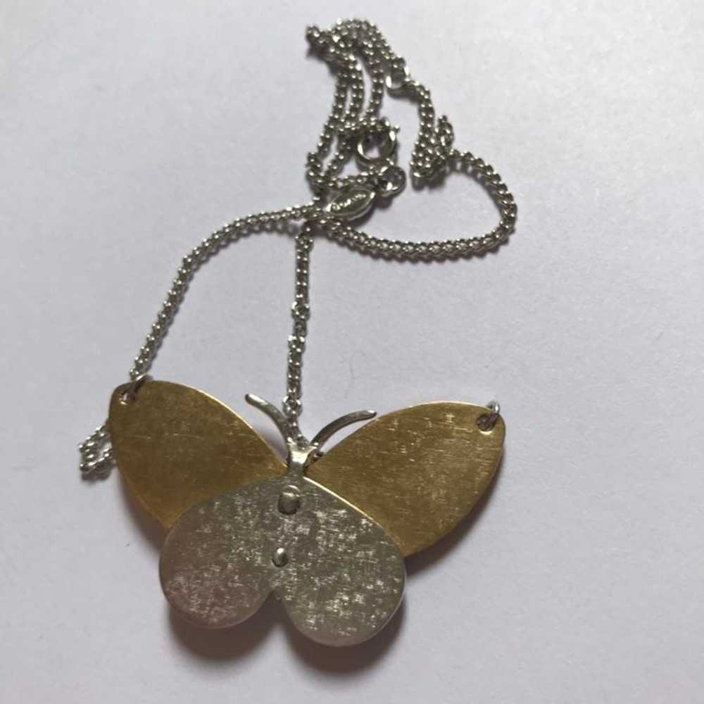 Vintage Avon gold silver two tone BUTTERFLY NECKL… - image 7