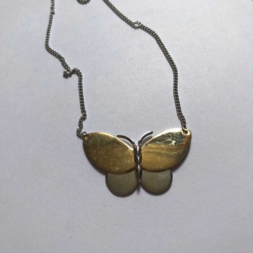 Vintage Avon gold silver two tone BUTTERFLY NECKL… - image 8