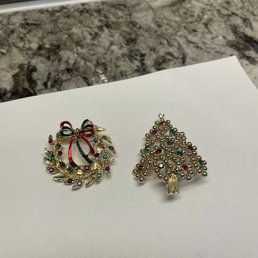 Lot Of 2 Brooch Pins Vintage - Modern Christmas T… - image 1