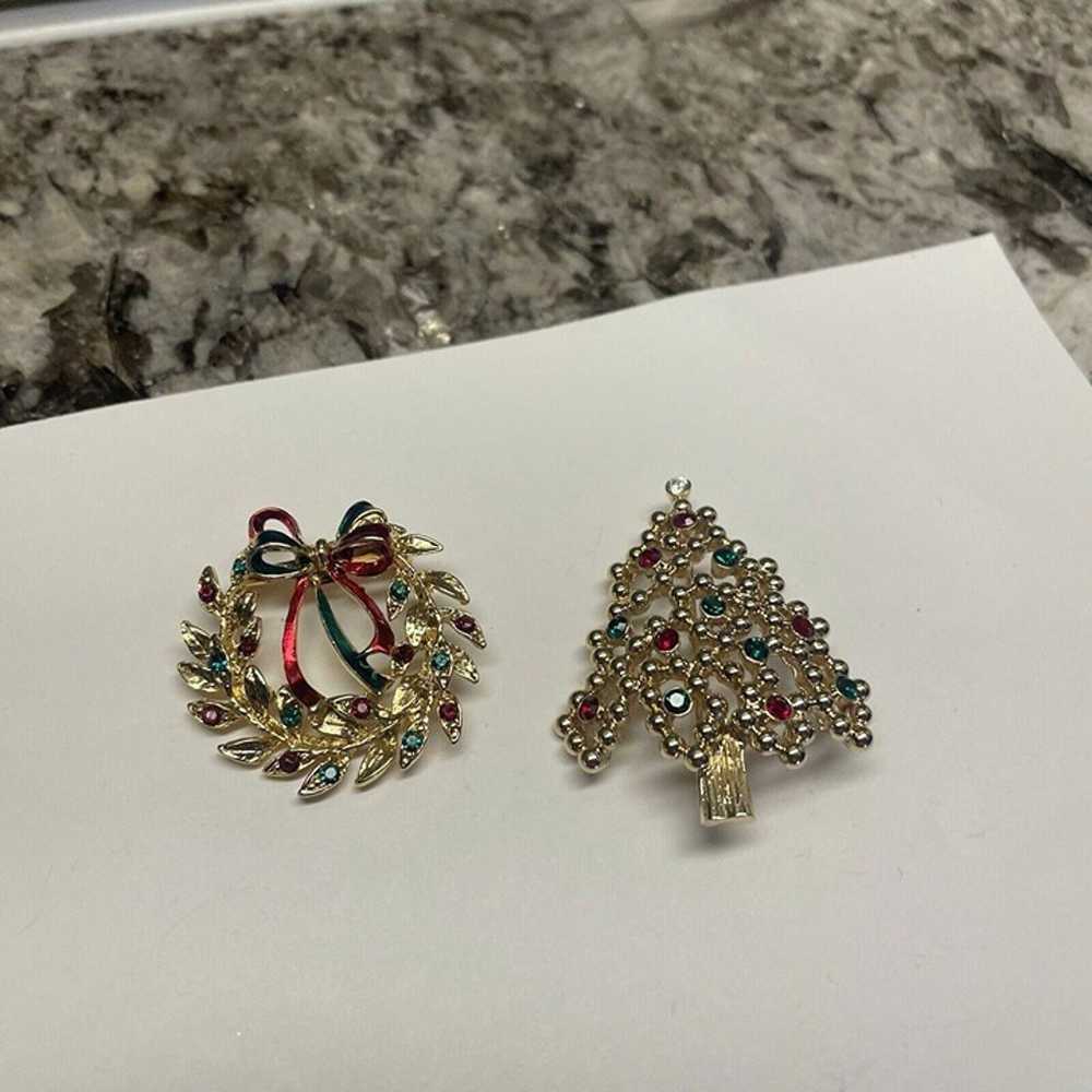 Lot Of 2 Brooch Pins Vintage - Modern Christmas T… - image 2