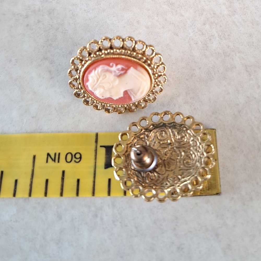 Vintage 1928 Brand Cameo Post Earrings - image 4