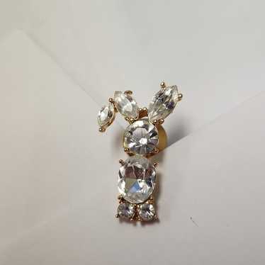 Vintage Clear Rhinestone Gold Tone Bunny Rabbit A… - image 1