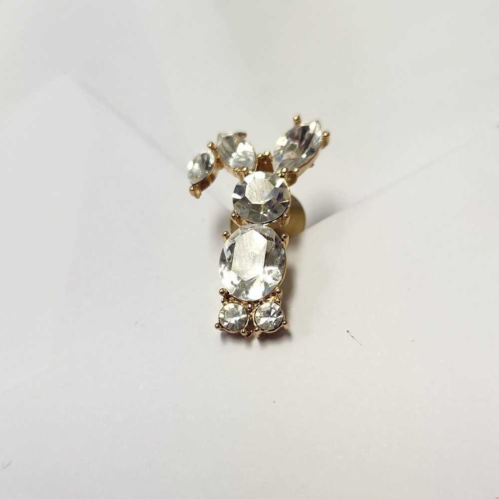 Vintage Clear Rhinestone Gold Tone Bunny Rabbit A… - image 2