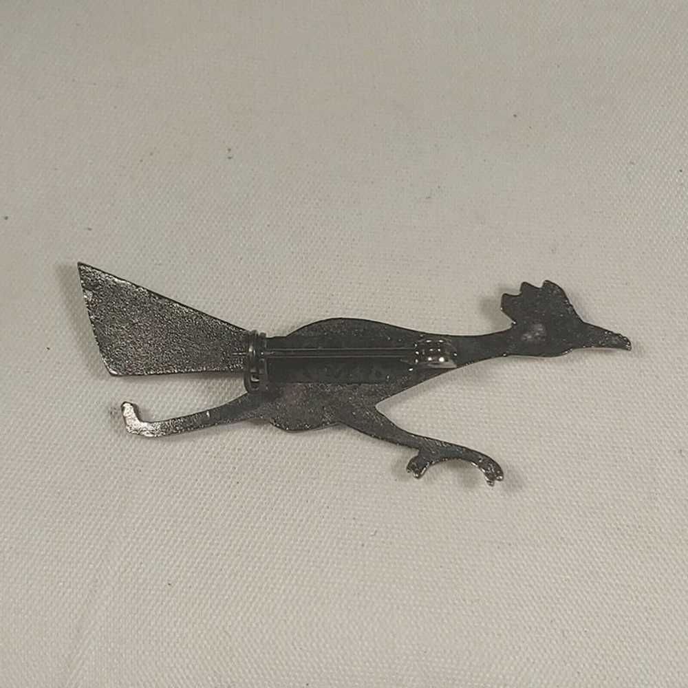 Vintage Roadrunner Brooch Southwestern Silver Ton… - image 3