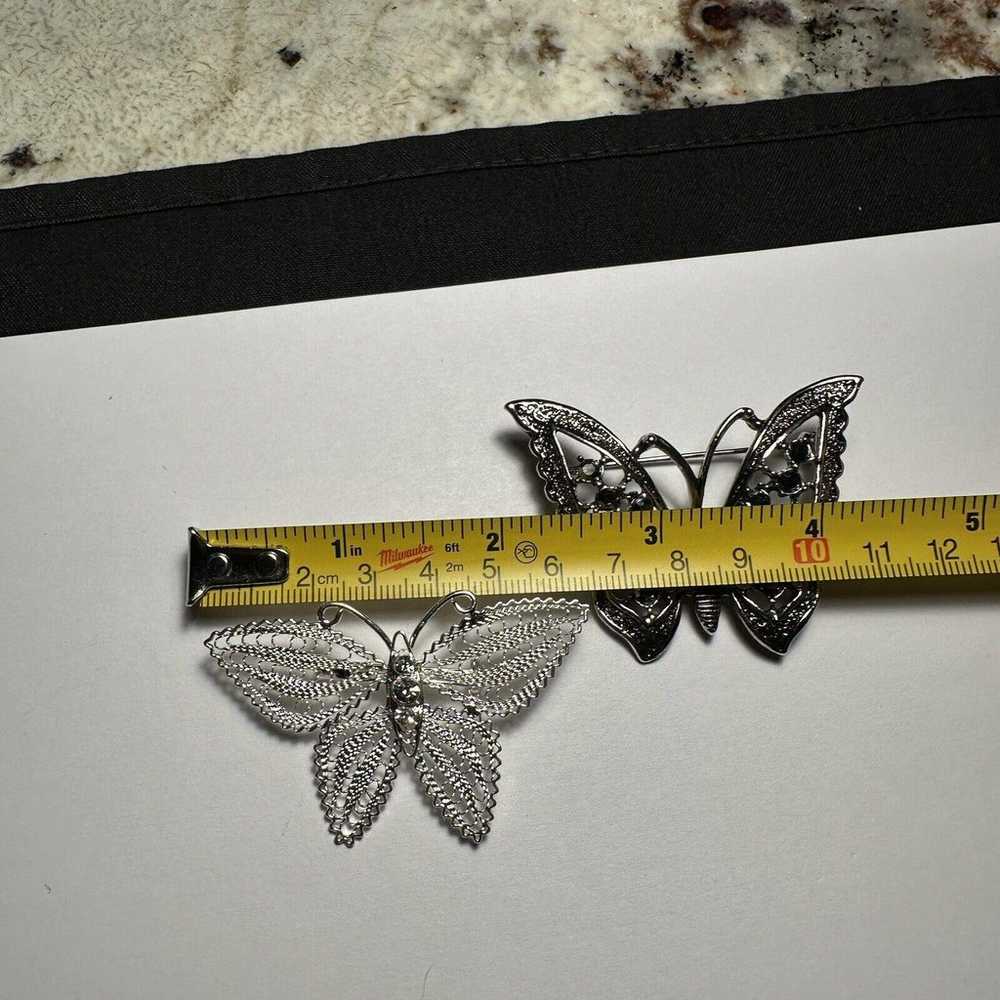 Rhinestone Butterfly Insect Lot Of 2 Brooch Pins - image 7