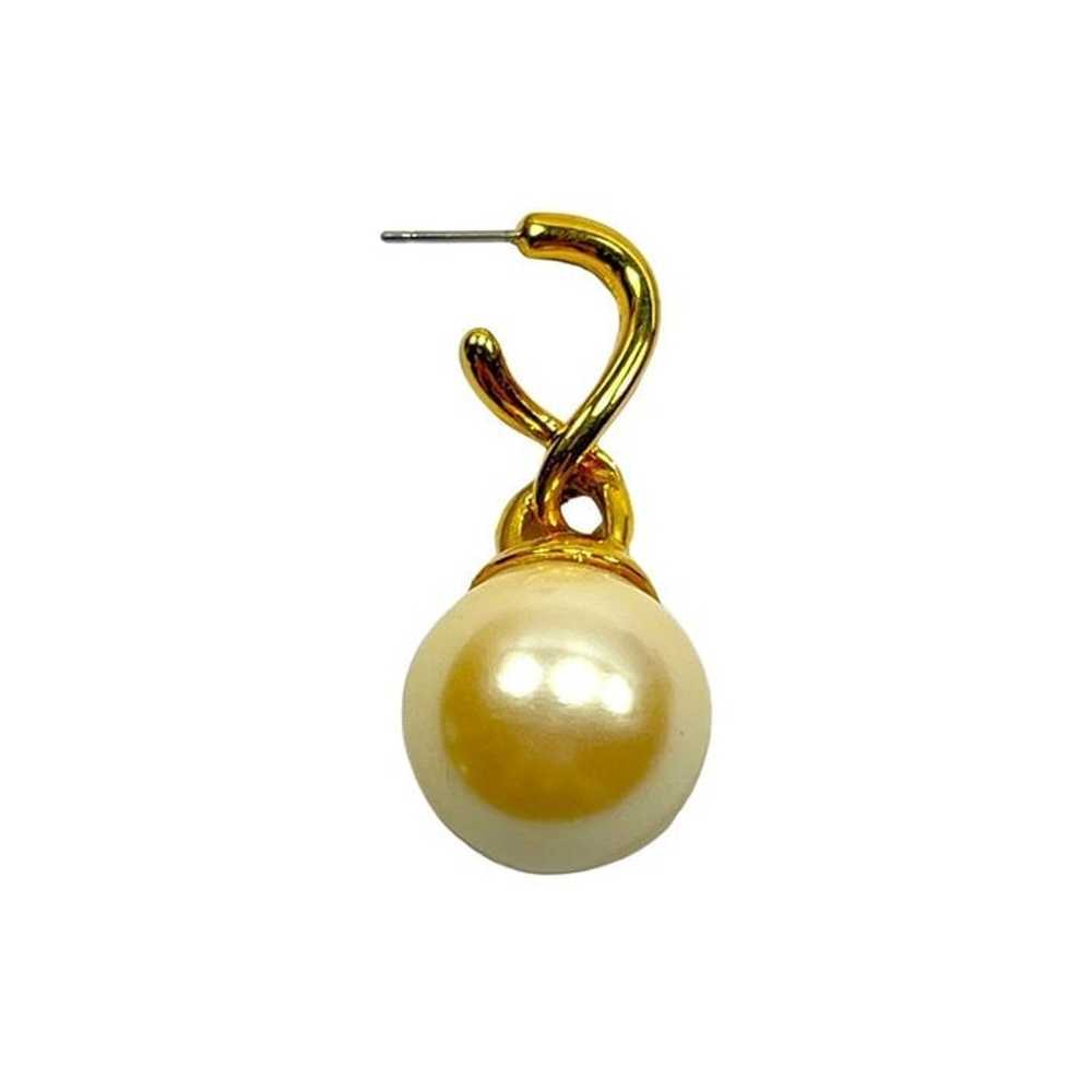 Statement Earrings Gold Tone Faux Pearl Dangle Wo… - image 4