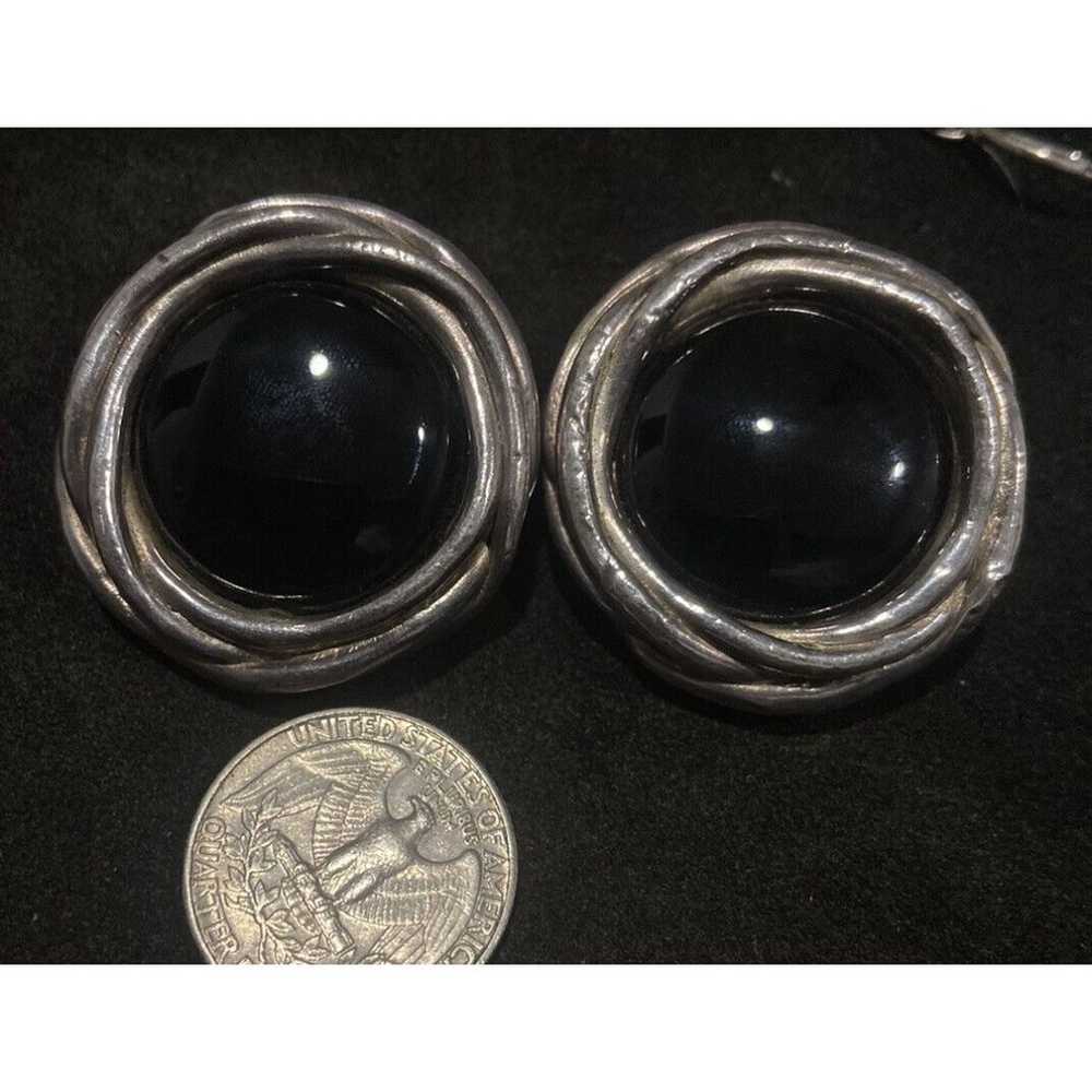 Vtg Artisan Sterling Silver Modernist Black Onyx … - image 2