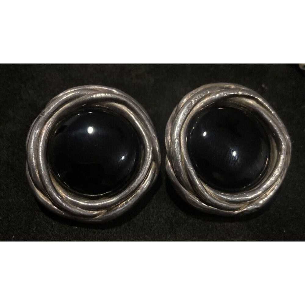 Vtg Artisan Sterling Silver Modernist Black Onyx … - image 3