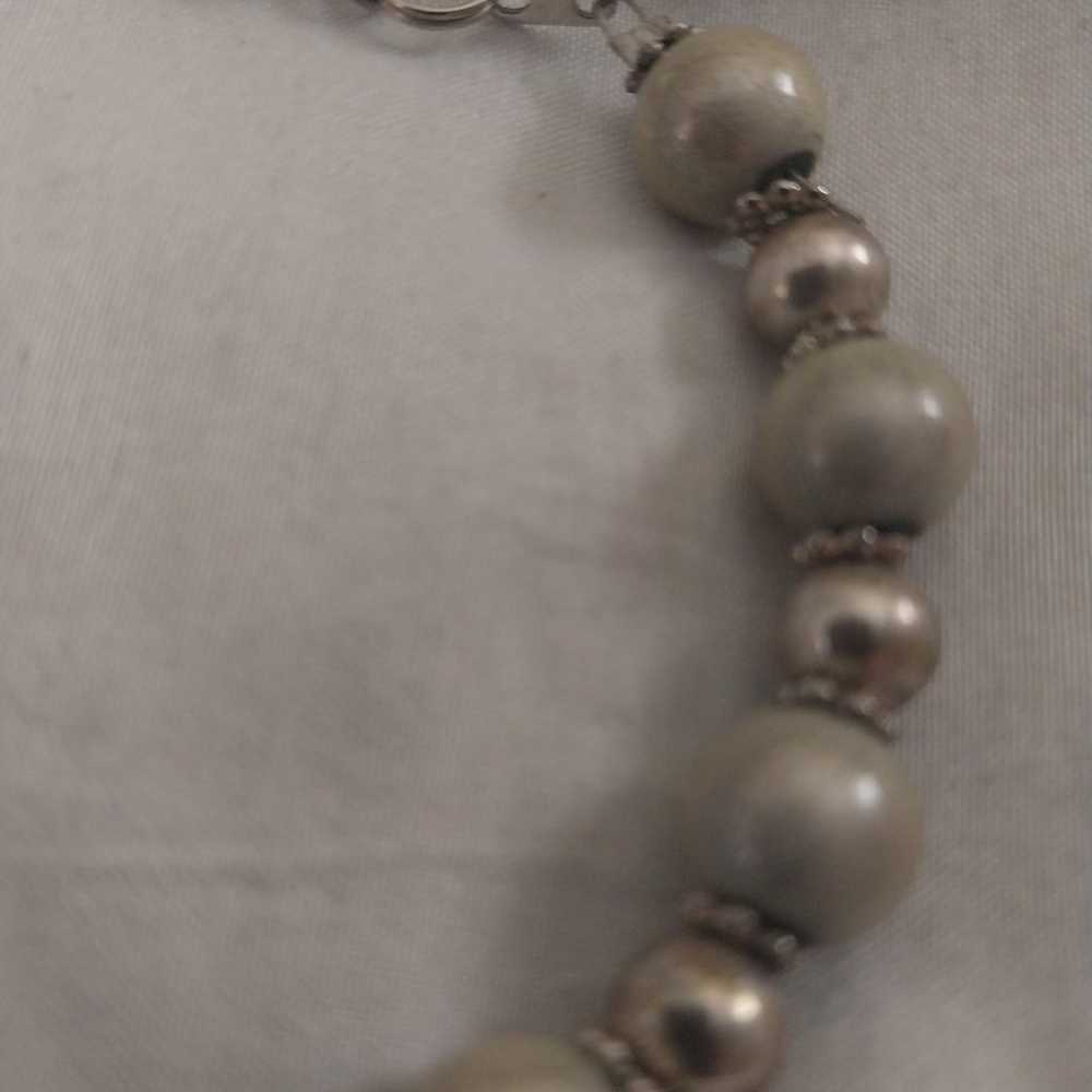 Vintage Silvertone 8" Long Ornate Beaded Bracelet… - image 4