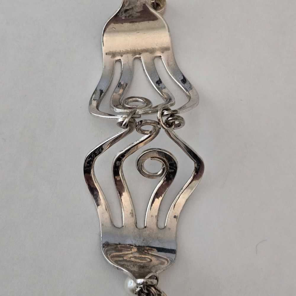 Silver Plated Vintage Fork Bracelet - image 5