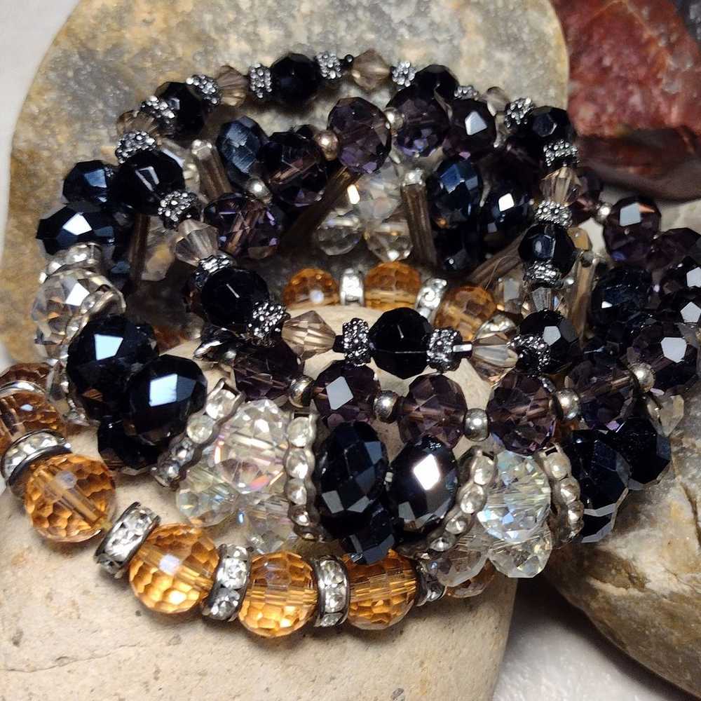 Vintage Crystal Glass Beaded Bracelet LOT - image 4