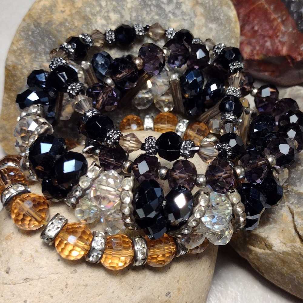 Vintage Crystal Glass Beaded Bracelet LOT - image 9