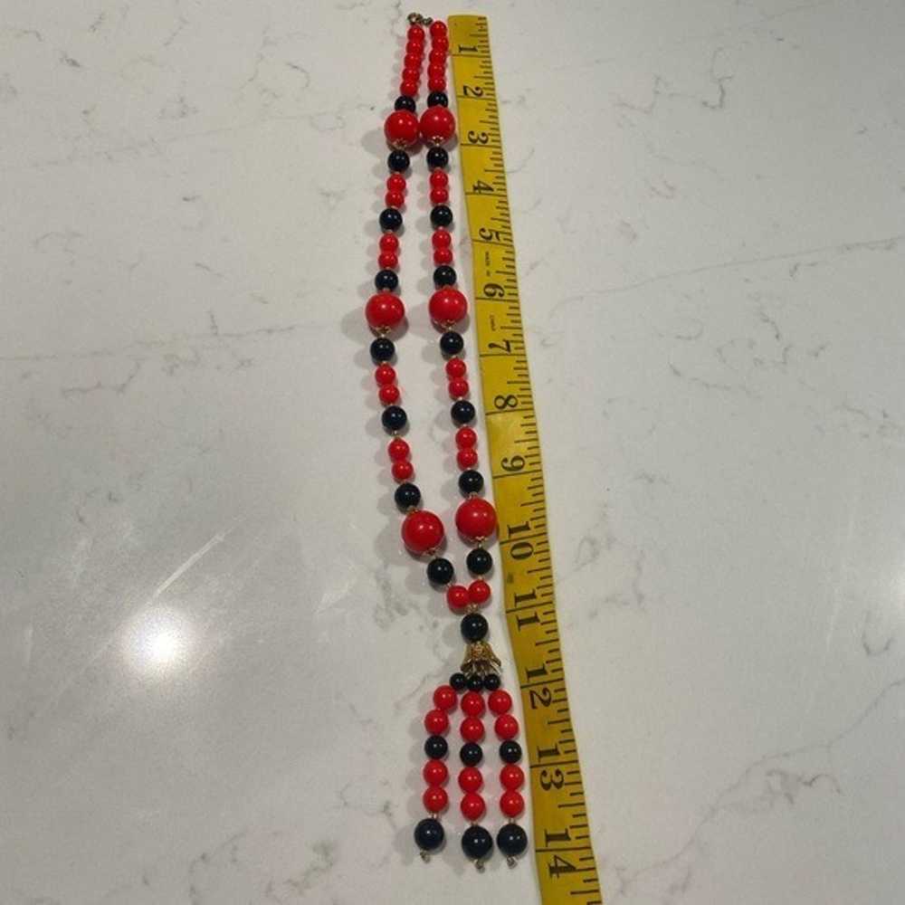 Vintage Necklace Black Red Beads Costume Jewelry - image 5