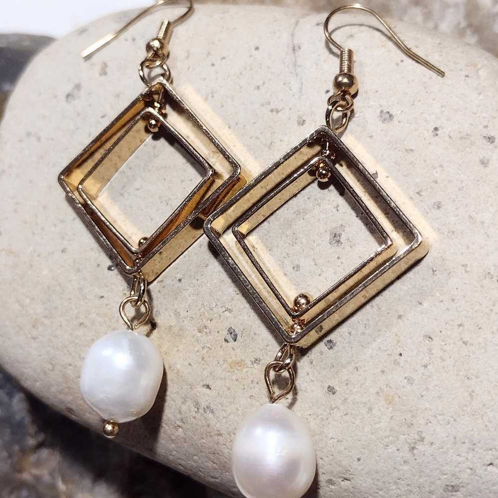 Vintage Cultured Pearl Dangle Earrings - image 5