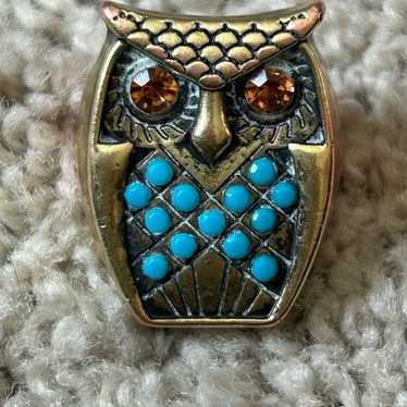 vintage owl ring copper gold plated j4 - image 1