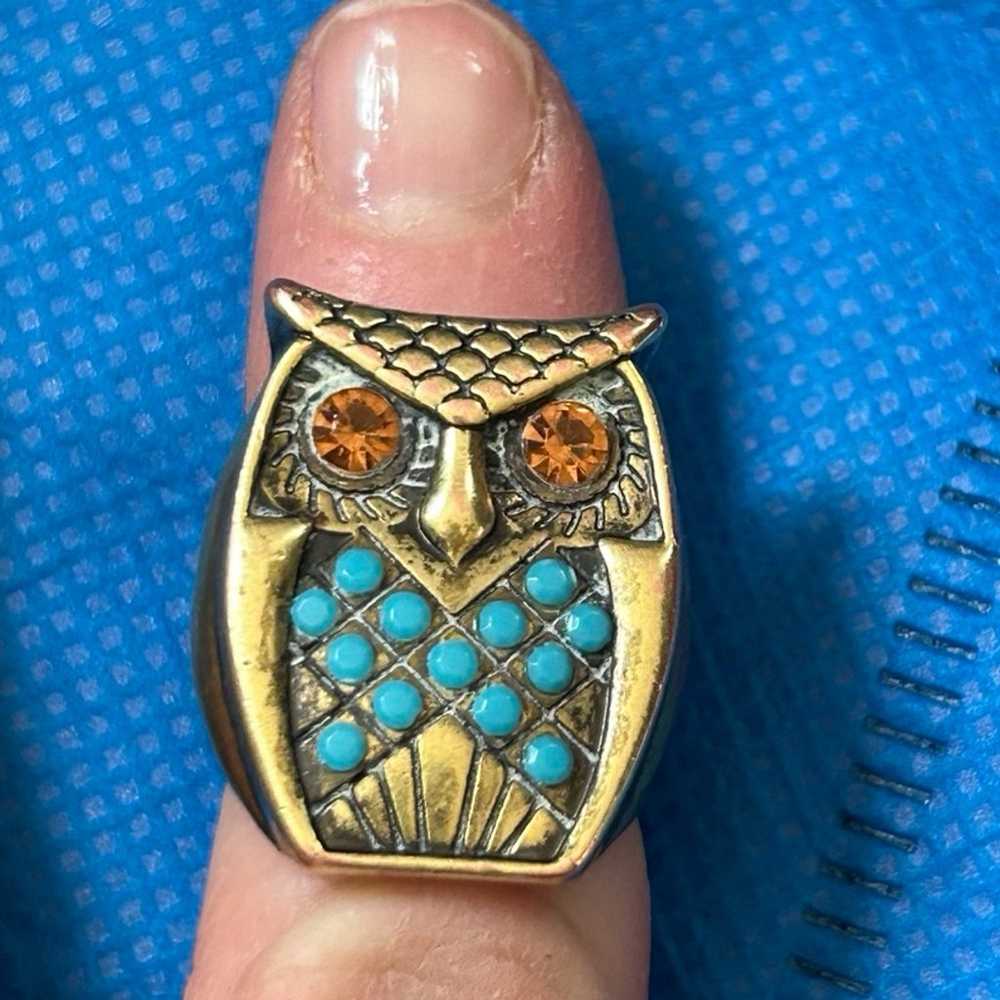 vintage owl ring copper gold plated j4 - image 2