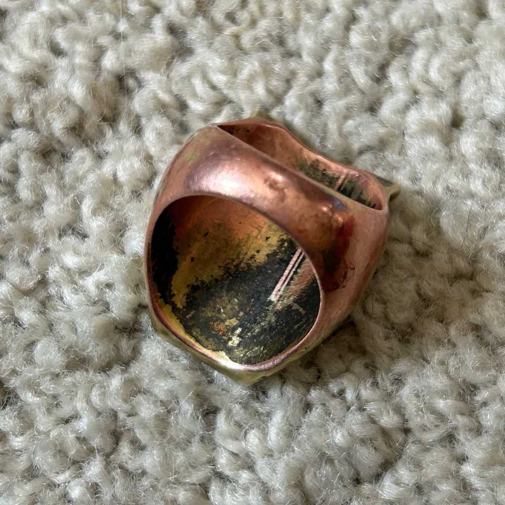 vintage owl ring copper gold plated j4 - image 3